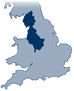 Map of the Area we cover, Manchester, Cheshire, Lancashire, Derbyshire, Staffordshire - The north west of England 